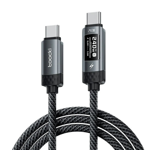 TOOCKI TX111C4 2m PD 240W OLED Digital Display Data Cable 480Mbps High-Speed Charging Cable with E-Marker Chip for Laptop Phone - Black - 1