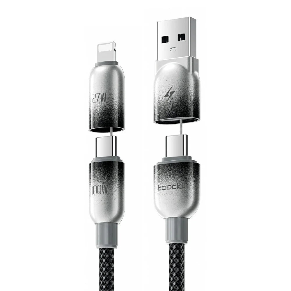 TOOCKI TX111A2 2m PD 100W USB-A to USB-C OLED Digital Display Data Cable Fast Charging Cable with E-Marker Chip for Laptop Phone - Black - 1