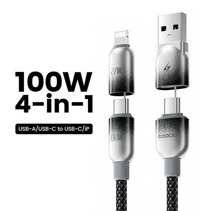 TOOCKI TX111A2 2m PD 100W USB-A to USB-C OLED Digital Display Data Cable Fast Charging Cable with E-Marker Chip for Laptop Phone - Black - 3