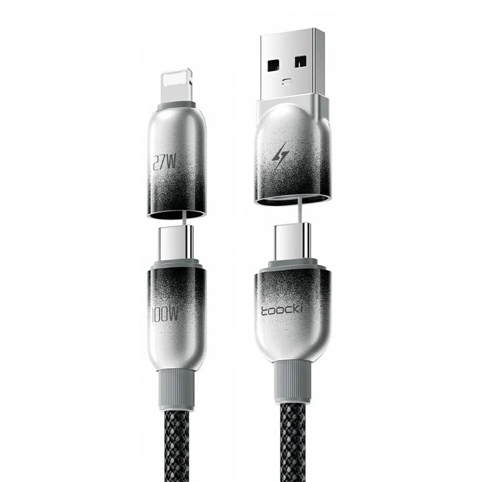 TOOCKI X118C2 1.2m USB-A  /  USB-C to USB-C  /  iP 480Mbps Data Cable PD 100W Fast Charging Cable with E-Marker Chip for Laptop Phone - Black - 1