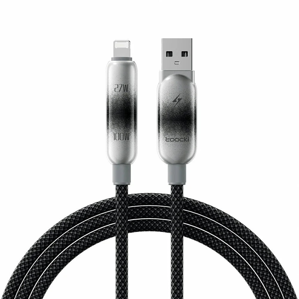 TOOCKI X118C2 1.2m USB-A  /  USB-C to USB-C  /  iP 480Mbps Data Cable PD 100W Fast Charging Cable with E-Marker Chip for Laptop Phone - Black - 2
