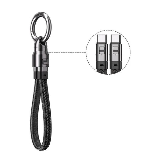 SIKAI Keychain Design 240W PD 3.0 Type-C to Type-C Fast Charging Data Cable for Laptop / Tablet / Phone - Black - 1