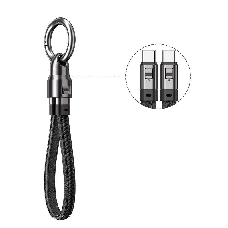SIKAI Keychain Design 240W PD 3.0 Type-C to Type-C Fast Charging Data Cable for Laptop / Tablet / Phone - Black - 1