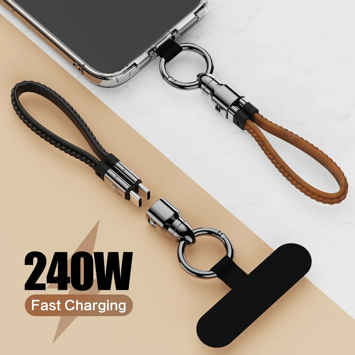 SIKAI Keychain Design 240W PD 3.0 Type-C to Type-C Fast Charging Data Cable for Laptop / Tablet / Phone - Black - 5
