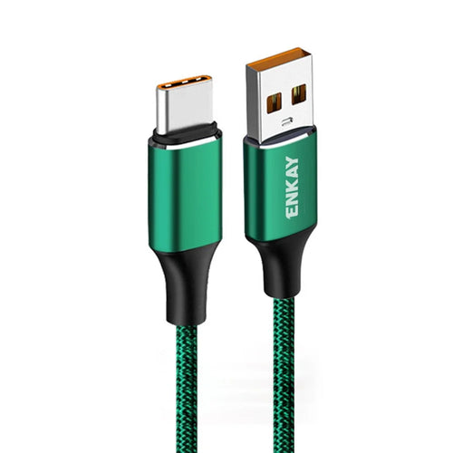 ENKAY HAT PRINCE 1m 120W 6A USB to Type-C Fast Charging Cable 5Gbps Data Transfer Cord - Green - 1