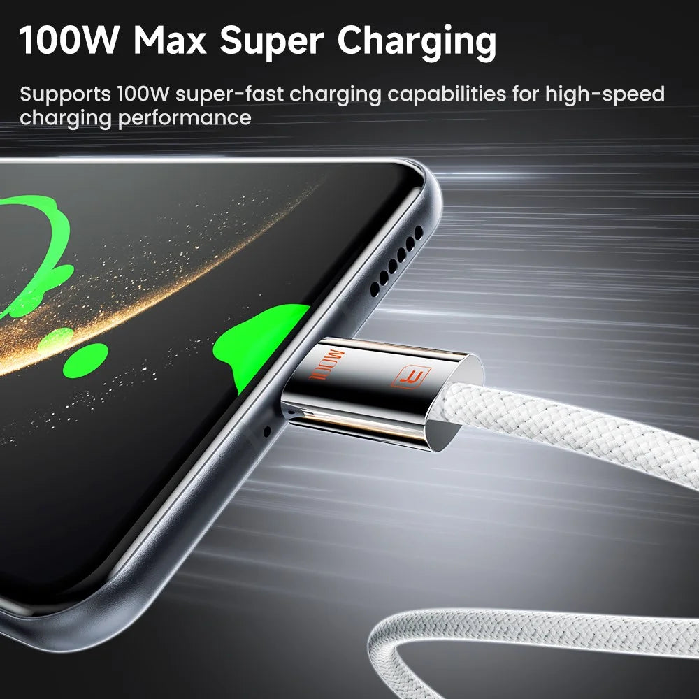 TOOCKI TX110A2 1m 100W Mini Zinc Alloy USB A to C Cable 480Mbps Data Transfer Cable with Smart Chip for Laptop Phone Tablet - White - 2