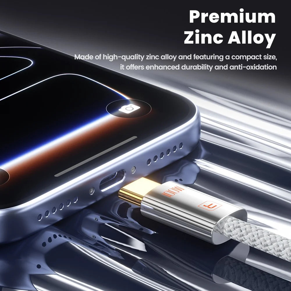 TOOCKI TX110C3 1m 100W Mini Zinc Alloy USB-C to USB-C Cable 480Mbps Data Fast Transfer Cable with Smart Chip - White - 5