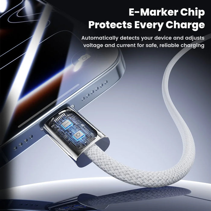 TOOCKI TX110C3 2m 100W Mini Zinc Alloy USB-C to USB-C Cable 480Mbps Data Fast Transfer Cable with Smart Chip - White - 3