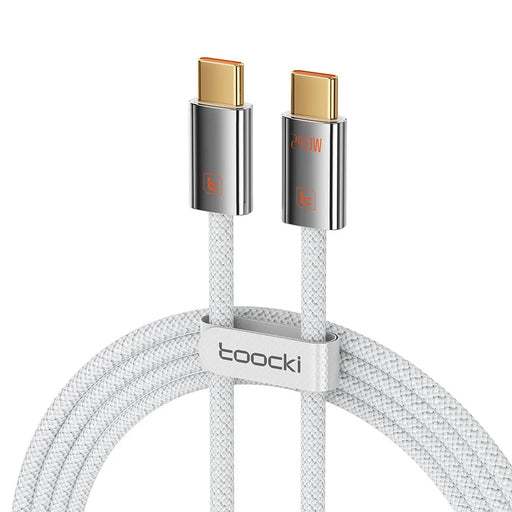 TOOCKI TX110C4 2m 240W Mini Zinc Alloy USB-C to USB-C Cable 480Mbps Data Transfer Cable with Smart Chip for Laptop Phone Tablet - White - 1