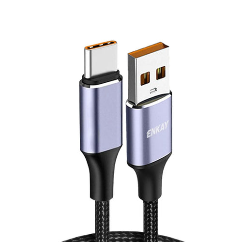 ENKAY 66W USB to Type-C Cable, 1m 6A Super Fast Charging Data Sync Cord - 1