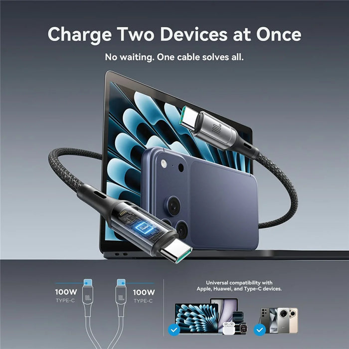 JOYROOM S-A57 1.5m Type-C to Dual Type-C 100W Fast Charging Data Cable for Laptops / Tablets / Smartphones - 4