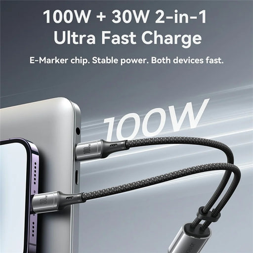 JOYROOM S-A57 1.5m 100W Fast Charging Cable Type-C to Type-C  /  iP Dual Port Data Sync Cord - 2