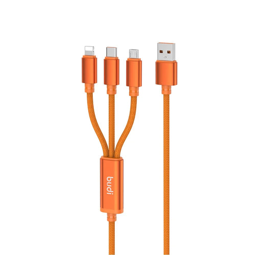 BUDI DC271T315C 1.5m USB-A to Type-C  /  iP  /  Micro 3 in 1 Nylon Braided Wire 3A Fast Charging Data Cable - 1