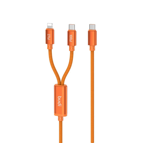 BUDI DC271TTL15C 1.5m USB-C to USB-C /  iP  Nylon Braided Data Cord 100W Fast Charging Cable - 1