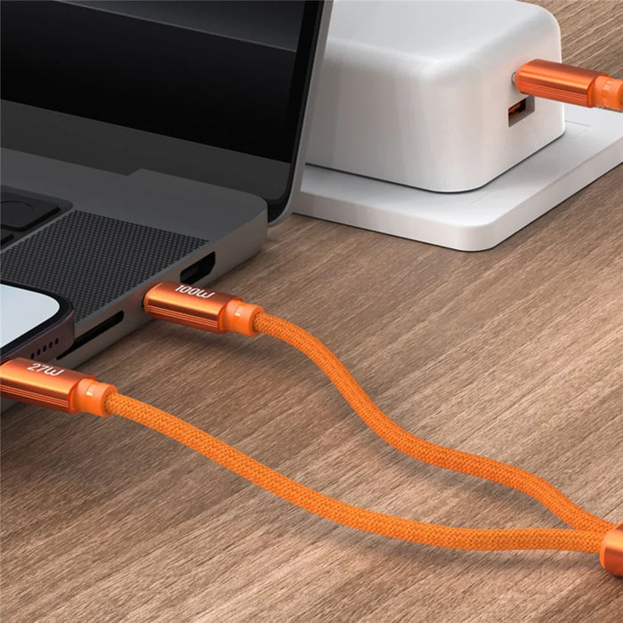 BUDI DC271TTL15C 1.5m USB-C to USB-C /  iP  Nylon Braided Data Cord 100W Fast Charging Cable - 2