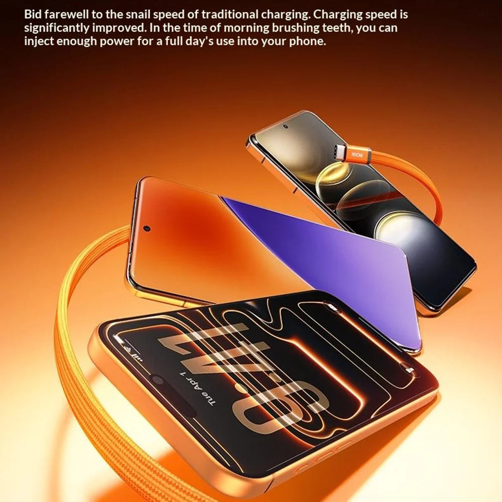 WEKOME WDC-C20 Ultra Thin 1m 65W Magnetic Fast Charging Type-C to Type-C Cable 480Mbps Braided Data Transfer Cable - Orange - 3