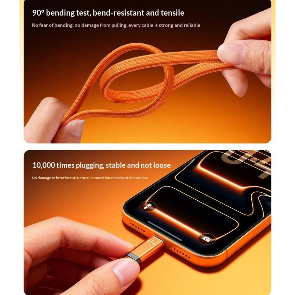 WEKOME WDC-C20 Ultra Thin 1m 65W Magnetic Fast Charging Type-C to Type-C Cable 480Mbps Braided Data Transfer Cable - Orange - 5