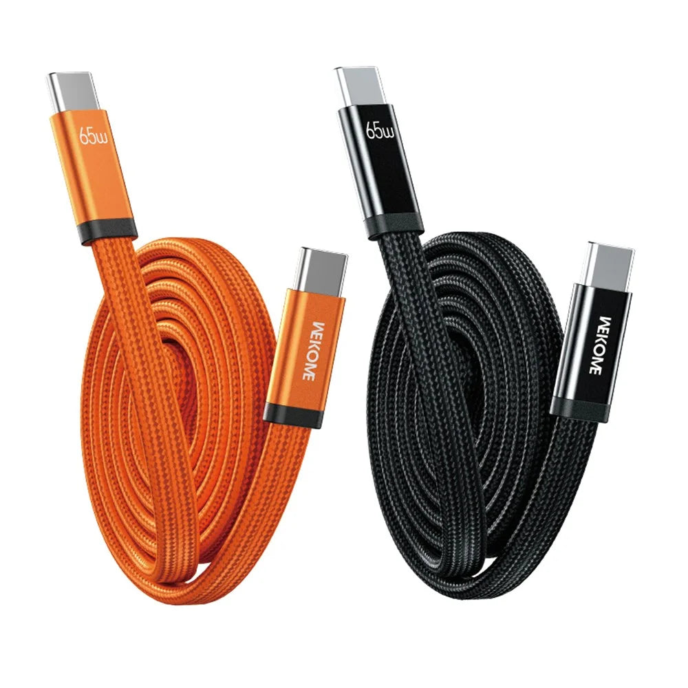 WEKOME WDC-C20 Ultra Thin 1m 65W Magnetic Fast Charging Type-C to Type-C Cable 480Mbps Braided Data Transfer Cable - Orange - 7
