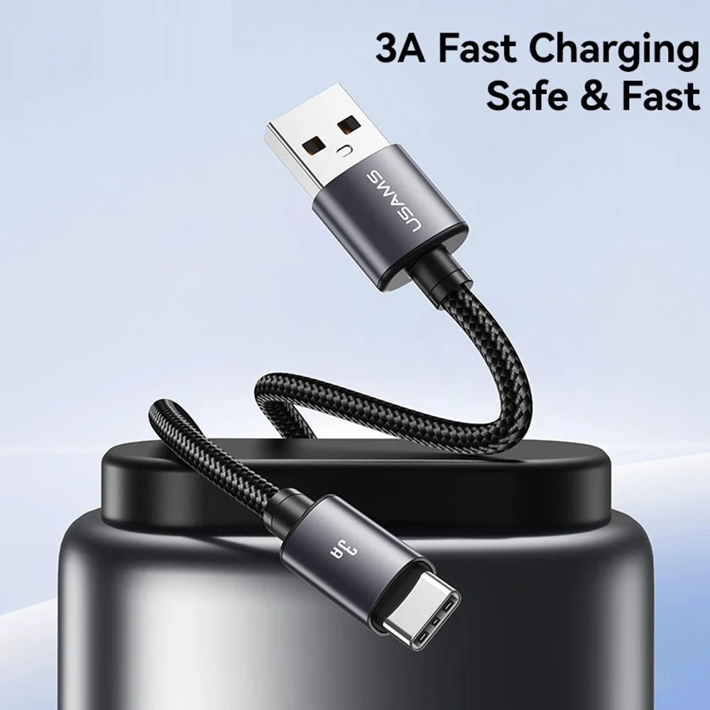USAMS SJ767 U91 Type-C Cable 3A Fast Charging Data Cable 1m / 18W Quick Charge Aluminum Alloy - 2