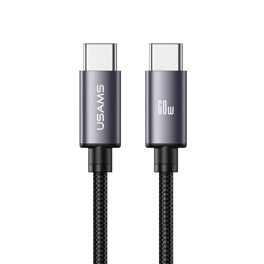 USAMS SJ769 U91 60W Aluminum Alloy Fast Charging Cable 1m USB-C to USB-C Data Cable - 1
