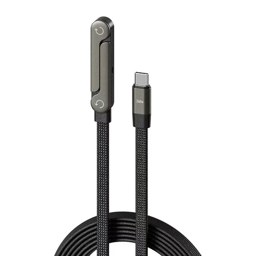 90 Degree Angled Type-C to Type-C 240W Fast Charging Cable Data Sync Cord with Phone Holder for Gaming/Multitasking - 1.5m - 1