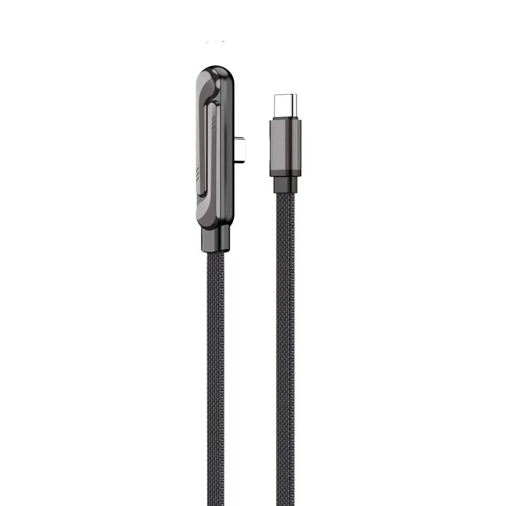 1.5m 240W 90 Degree Angled Type-C to Type-C Gaming Phone Charging Data Cable with Phone Stand - 1