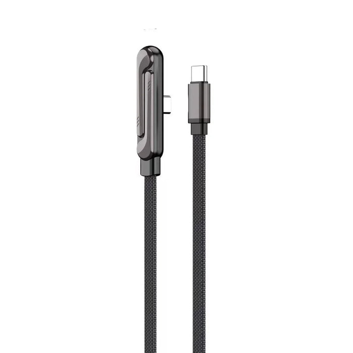 1.5m 240W 90 Degree Angled Type-C to Type-C Gaming Phone Charging Data Cable with Phone Stand - 1