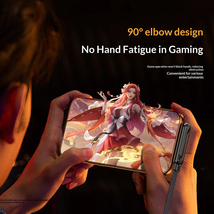 1.5m 240W 90 Degree Angled Type-C to Type-C Gaming Phone Charging Data Cable with Phone Stand - 3