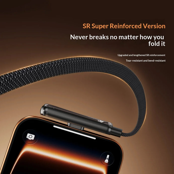 1.5m 240W 90 Degree Angled Type-C to Type-C Gaming Phone Charging Data Cable with Phone Stand - 5
