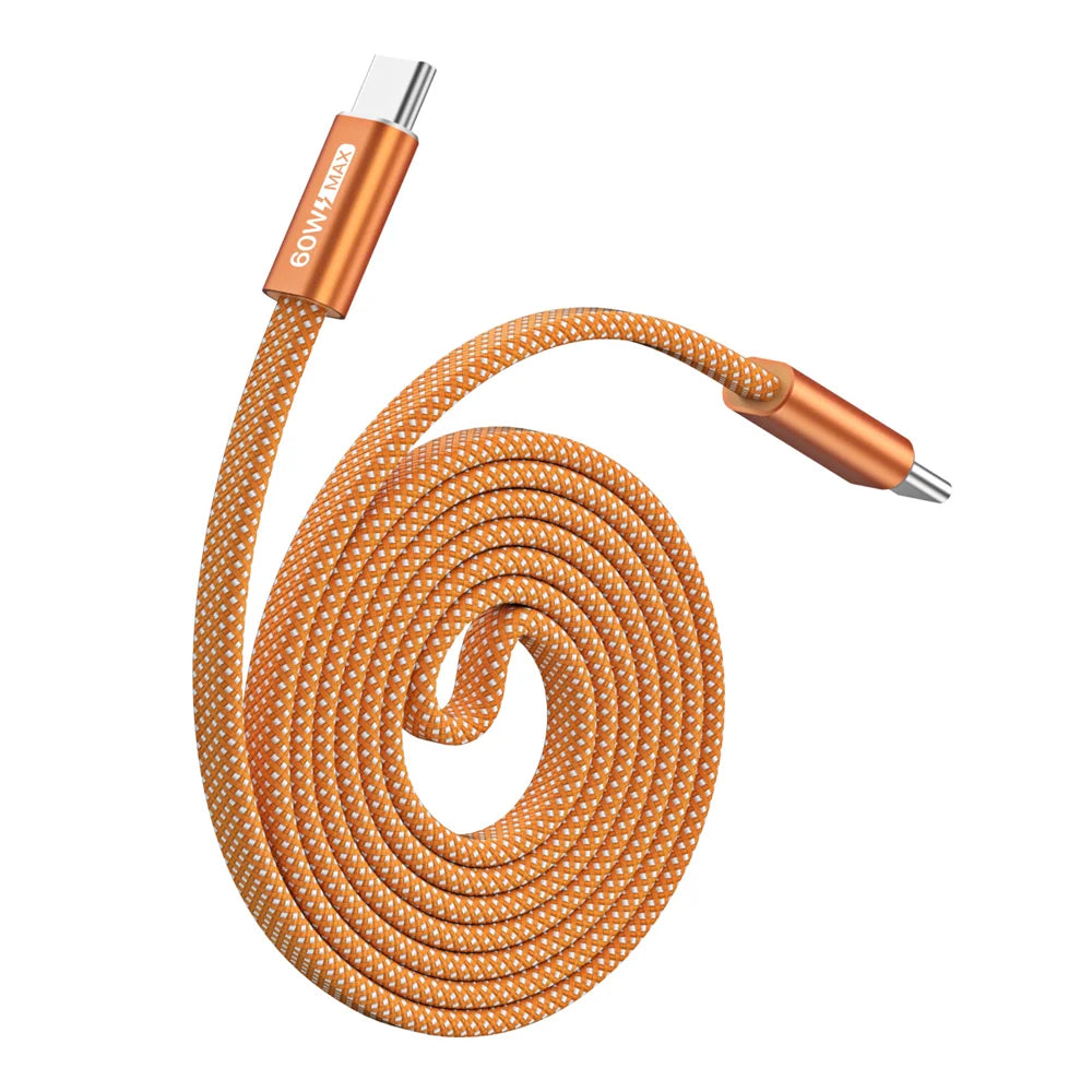 DUX DUCIS 60W Type-C To Type-C 1m  AUTO Series 60W Type-C To Type-C 1m Aluminum-Alloy Magnetic Coiled Cable - Orange - 2