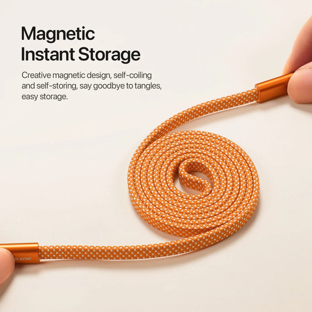 DUX DUCIS 60W Type-C To Type-C 1m  AUTO Series 60W Type-C To Type-C 1m Aluminum-Alloy Magnetic Coiled Cable - Orange - 4