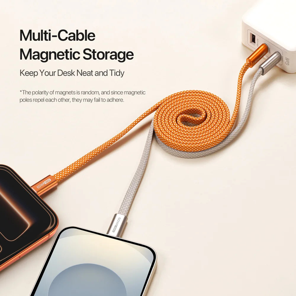 DUX DUCIS 60W Type-C To Type-C 1m  AUTO Series 60W Type-C To Type-C 1m Aluminum-Alloy Magnetic Coiled Cable - Orange - 5