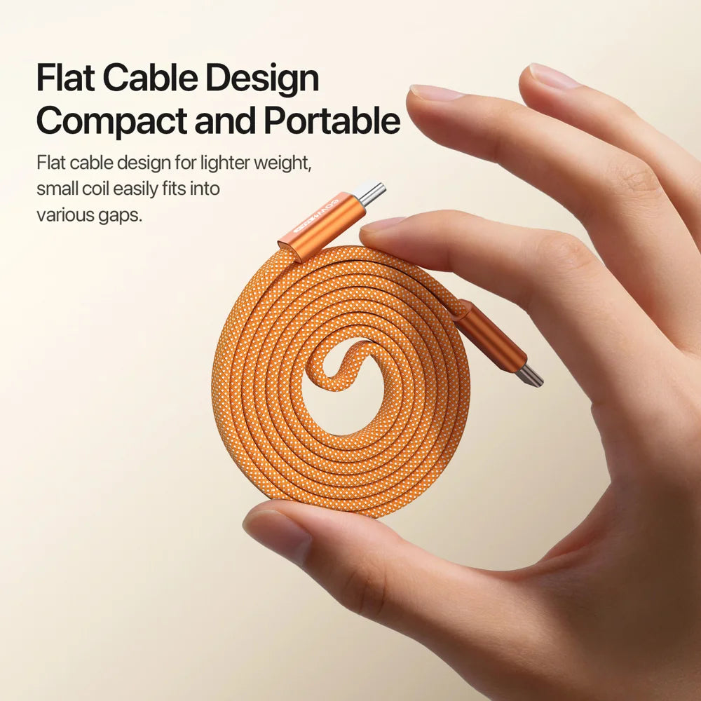 DUX DUCIS 60W Type-C To Type-C 1m  AUTO Series 60W Type-C To Type-C 1m Aluminum-Alloy Magnetic Coiled Cable - Orange - 7