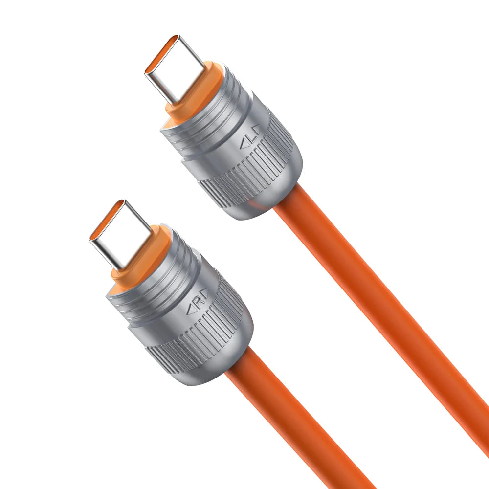 DUX DUCIS 60W Type-C To Type-C 30cm  LCBA Series 60W Type-C To Type-C 30cm Zinc Alloy Silicone Lanyard Cable - Orange - 3