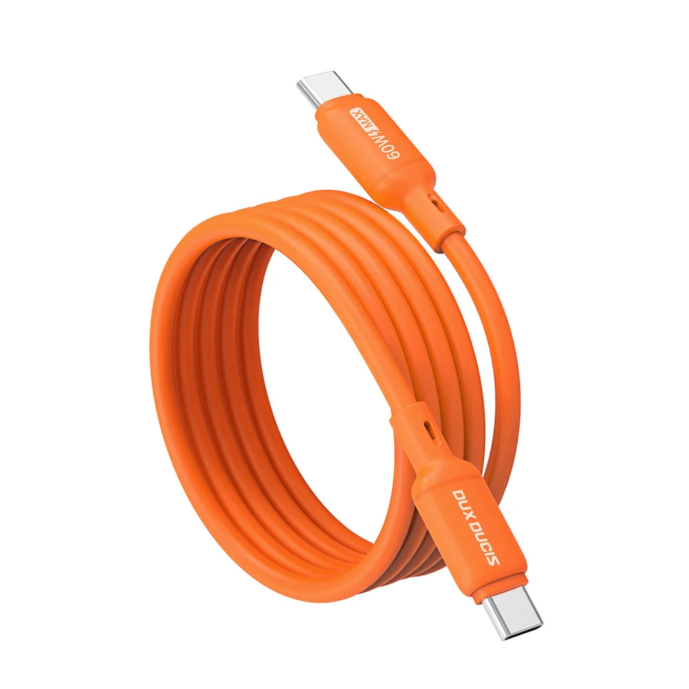 DUX DUCIS 60W Type-C To Type-C 1m  SILI Series 60W Type-C To Type-C 1m Silicone Cable - Orange - 2