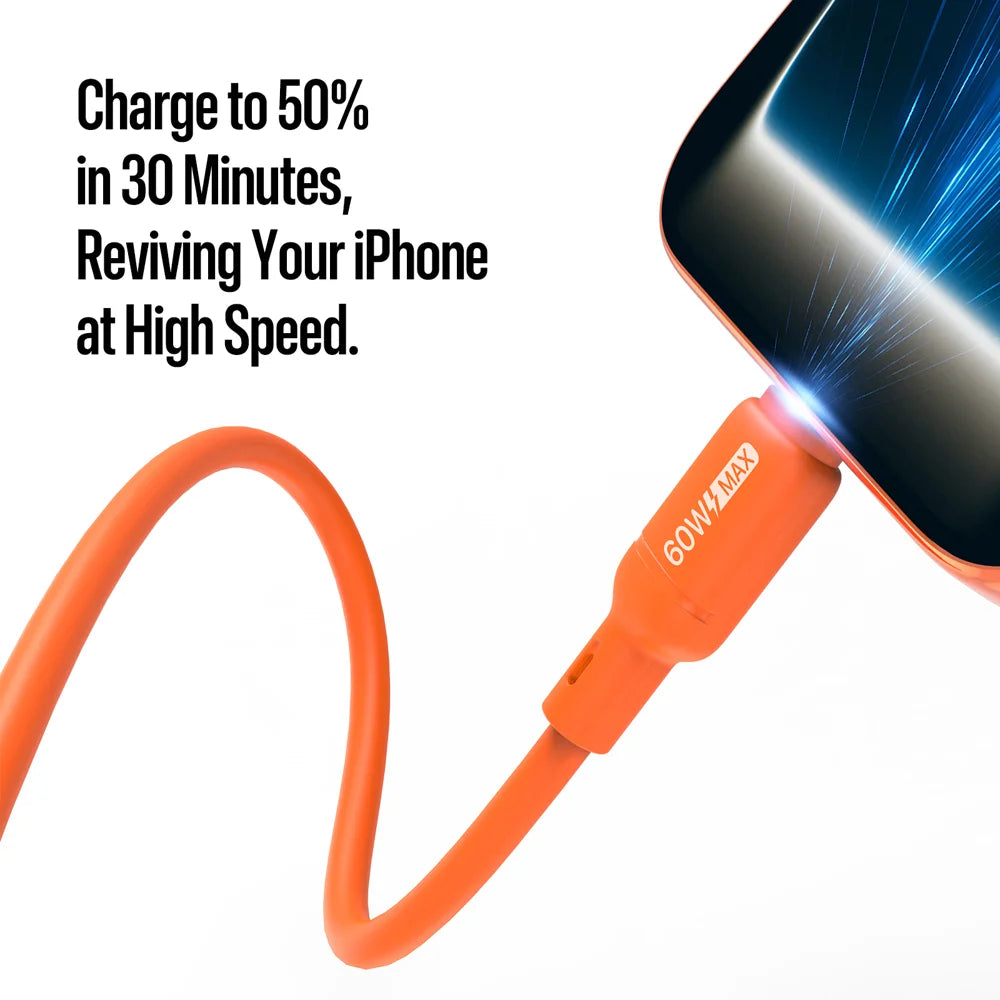 DUX DUCIS 60W Type-C To Type-C 1m  SILI Series 60W Type-C To Type-C 1m Silicone Cable - Orange - 5