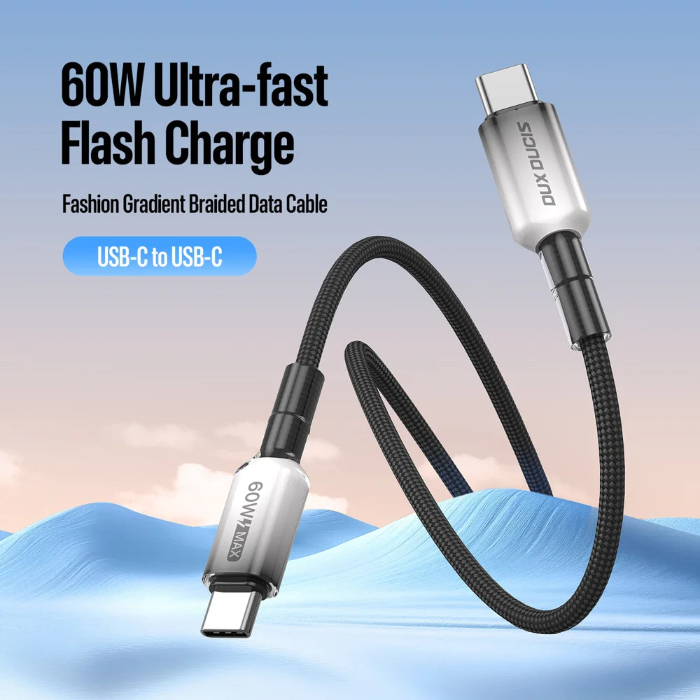 DUX DUCIS 60W Type-C To Type-C 1m  WLCM Series 60W Type-C To Type-C 1m Braided Cable with Gradient Connector - Black - 3