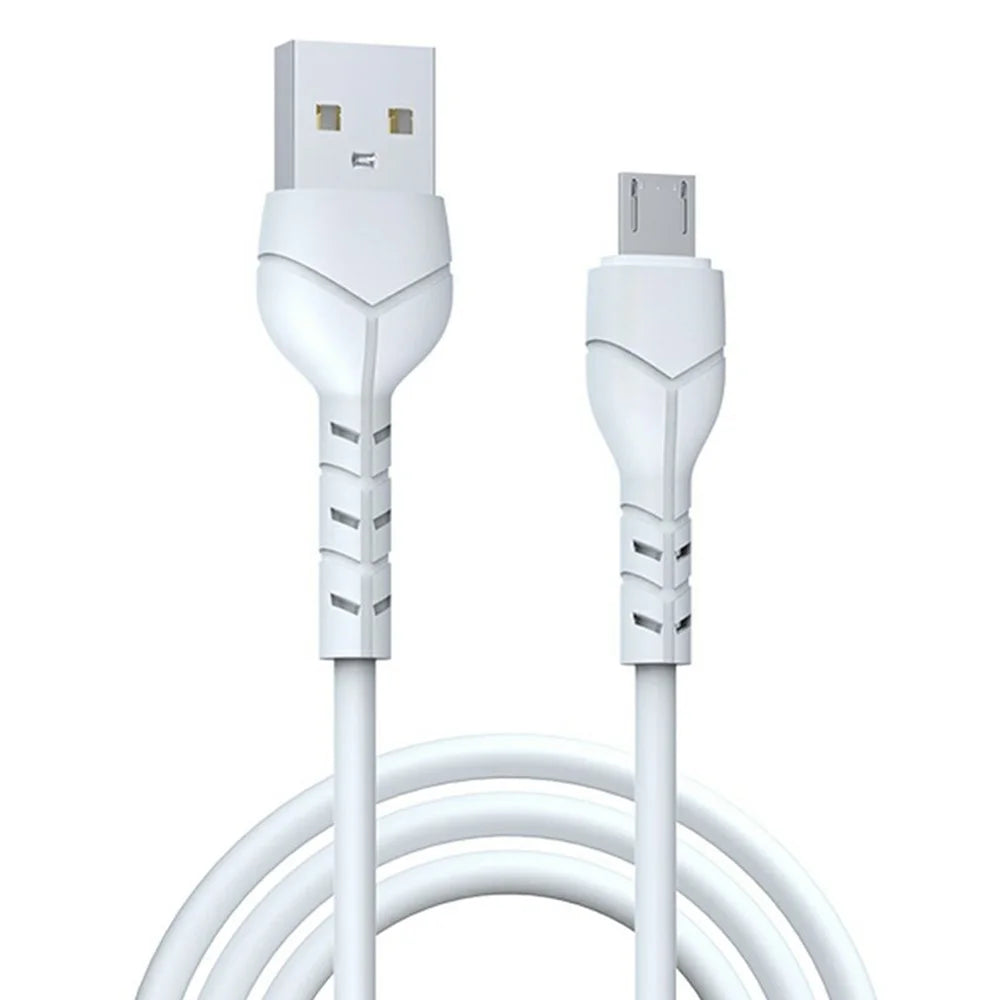 DEVIA EC205 Kintone Series 1m USB-A to Micro USB Charging Cable PVC Data Transfer Cord - White - 1