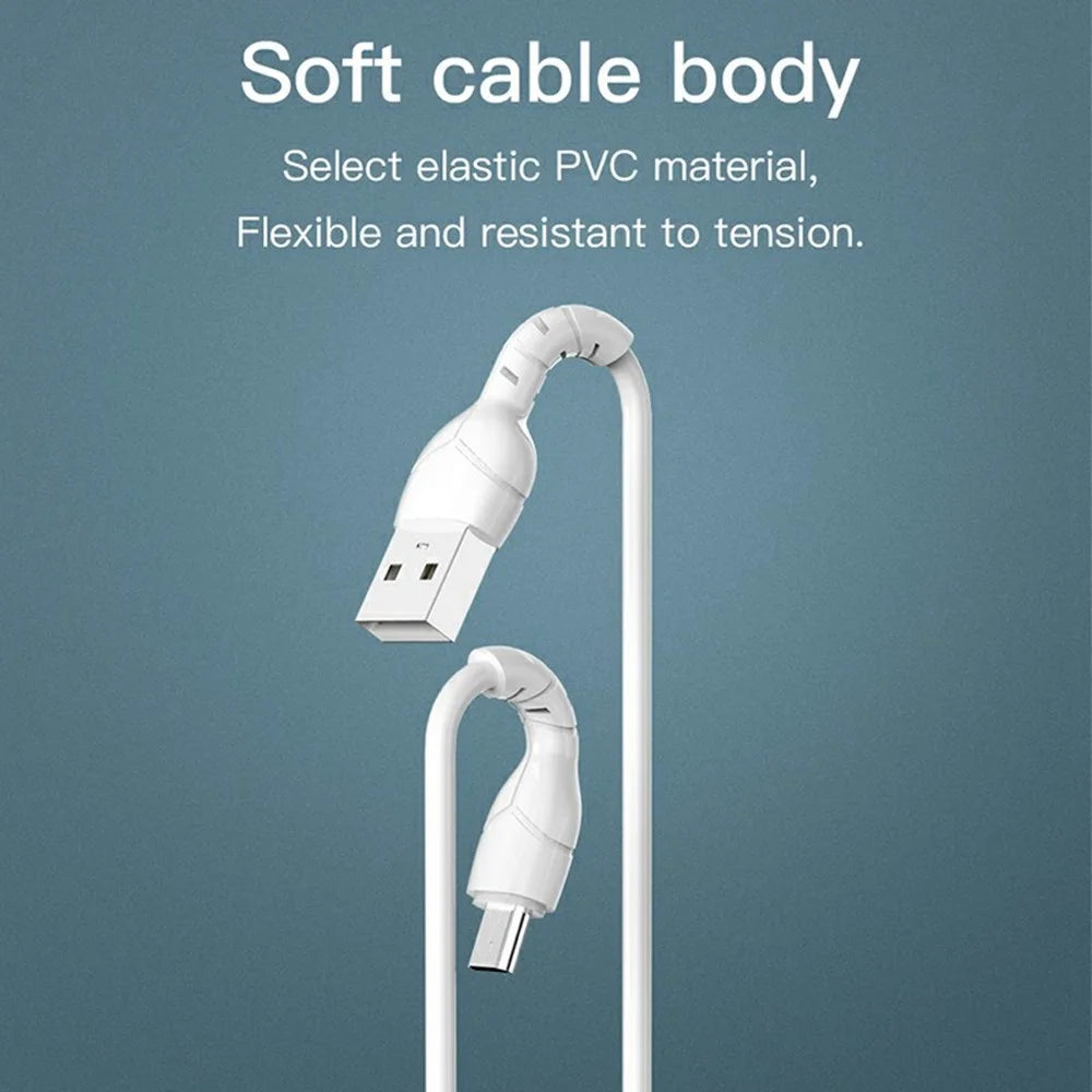 DEVIA EC205 Kintone Series 1m USB-A to Micro USB Charging Cable PVC Data Transfer Cord - White - 3