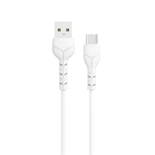 DEVIA EC305 Kintone Series 1m USB-A to Type-C Charging Cable PVC Data Transfer Cord - White - 1