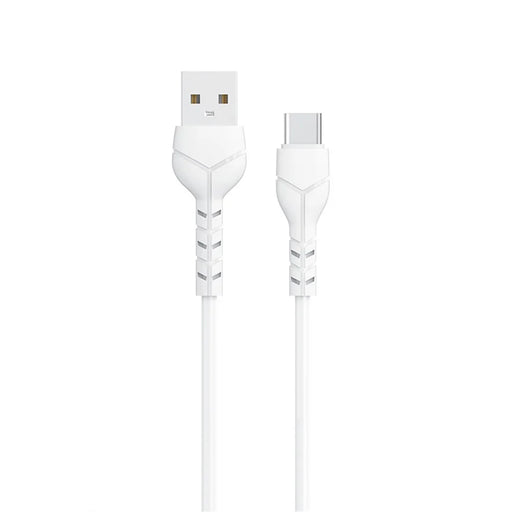 DEVIA EC305 Kintone Series 1m USB-A to Type-C Charging Cable PVC Data Transfer Cord - White - 1