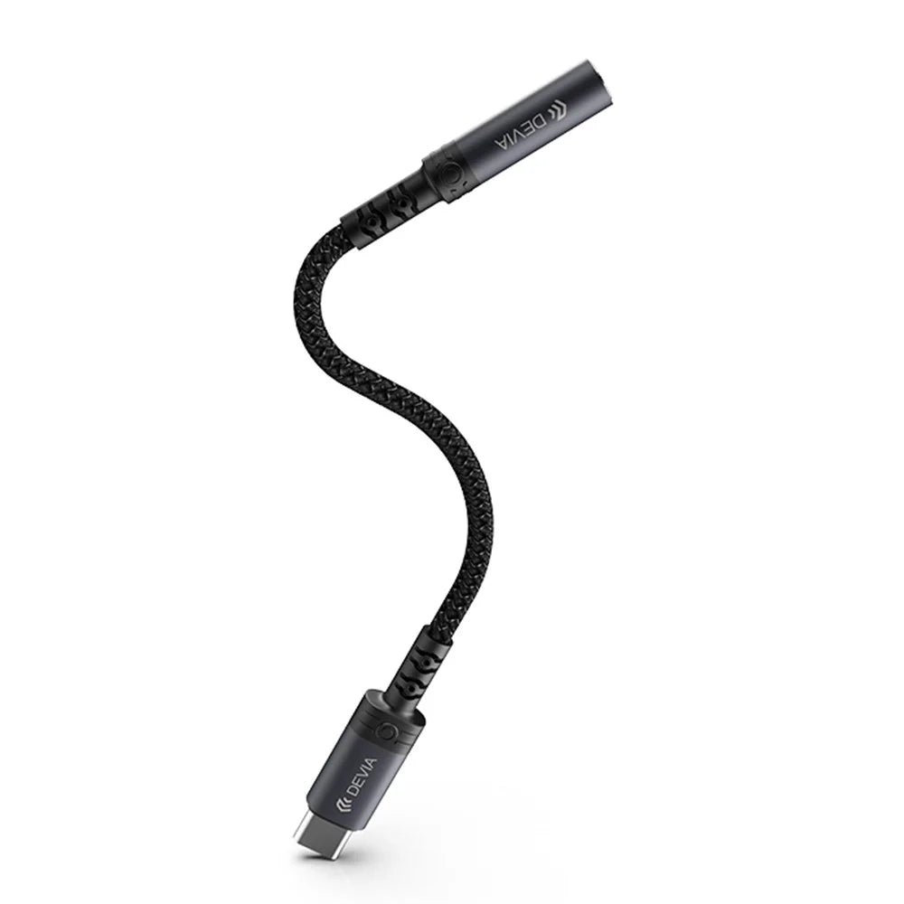 DEVIA Ipure Series Type-C to 3.5mm Audio Adapter DAC Chip Wired Connection for Phone  /  Tablet  /  Laptop - Black - 1