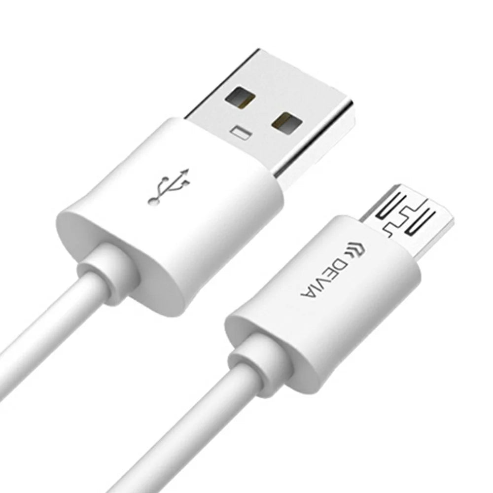 DEVIA 2.1A 1M Smart Cable Micro USB Charging Cable Fast Data Transfer Android Cable - White - 1