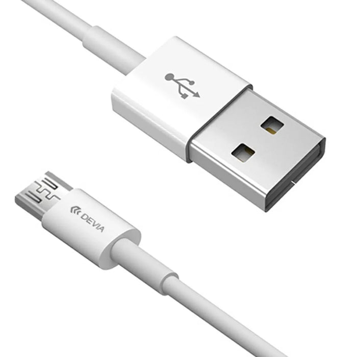 DEVIA 2.1A 1M Smart Cable Micro USB Charging Cable Fast Data Transfer Android Cable - White - 2