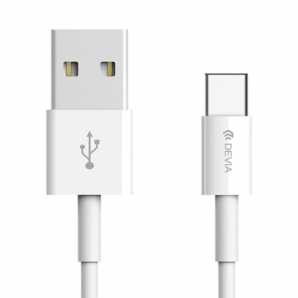 DEVIA 2A 1M Smart Cable USB Type-C Charging Cable Fast Data Transfer Cable - White - 1