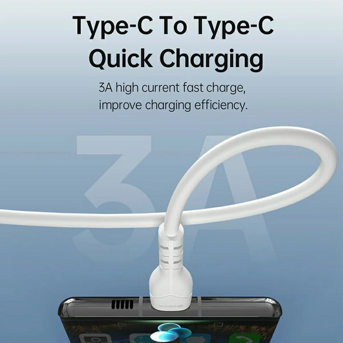 DEVIA Kintone Series Type-C to Type-C Cable 3A 1M 60W Fast Charging Data Sync Cable - White - 4
