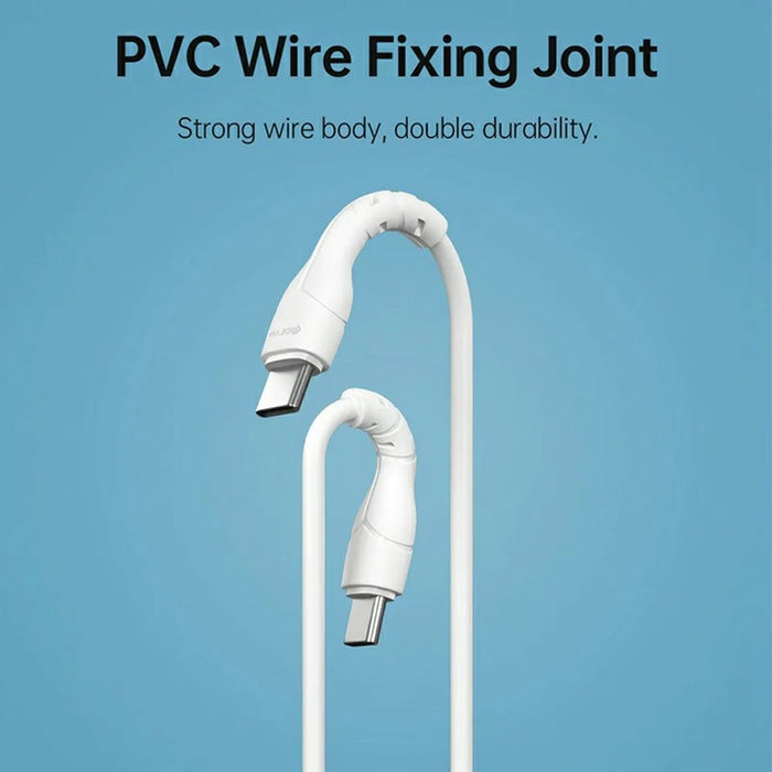 DEVIA Kintone Series Type-C to Type-C Cable 3A 1M 60W Fast Charging Data Sync Cable - White - 5