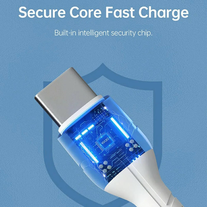 DEVIA Kintone Series Type-C to Type-C Cable 3A 1M 60W Fast Charging Data Sync Cable - White - 7