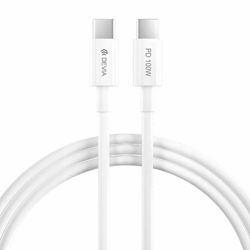 DEVIA EC317 Smart Series 1.5m Type-C to Type-C PD 100W Fast Charging Cable TPE Data Cord - White - 1