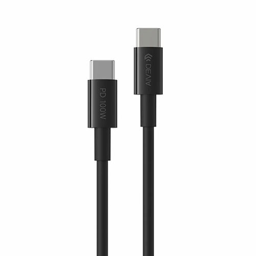 DEVIA EC317 Smart Series 1.5m Type-C to Type-C PD 100W Fast Charging Cable TPE Data Cord - Black - 1